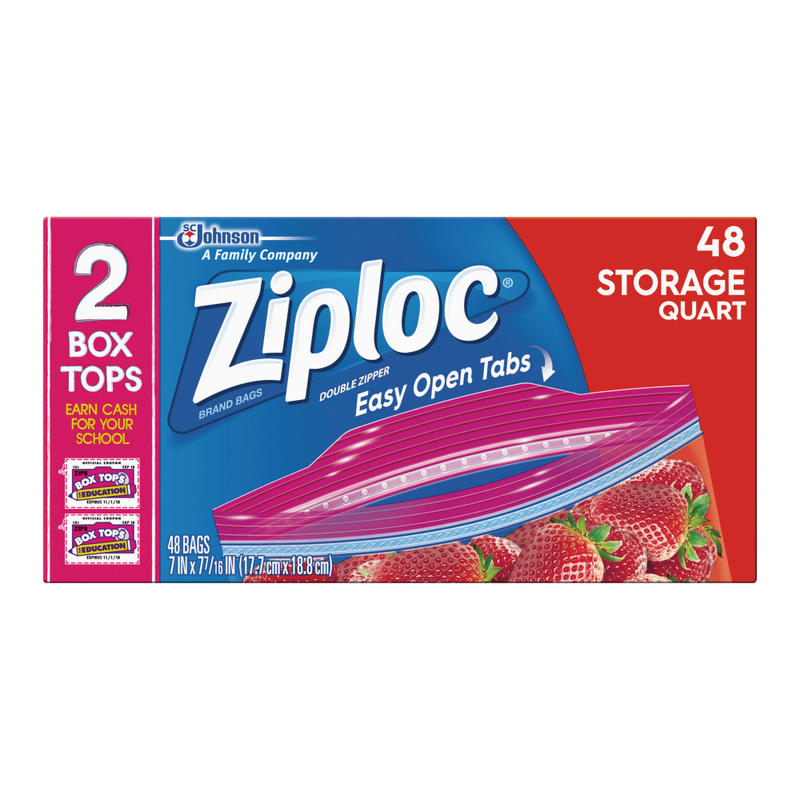 Ziploc Brand Seal Top Quart Storage Bags, 48 Bags MPN:SJN314469