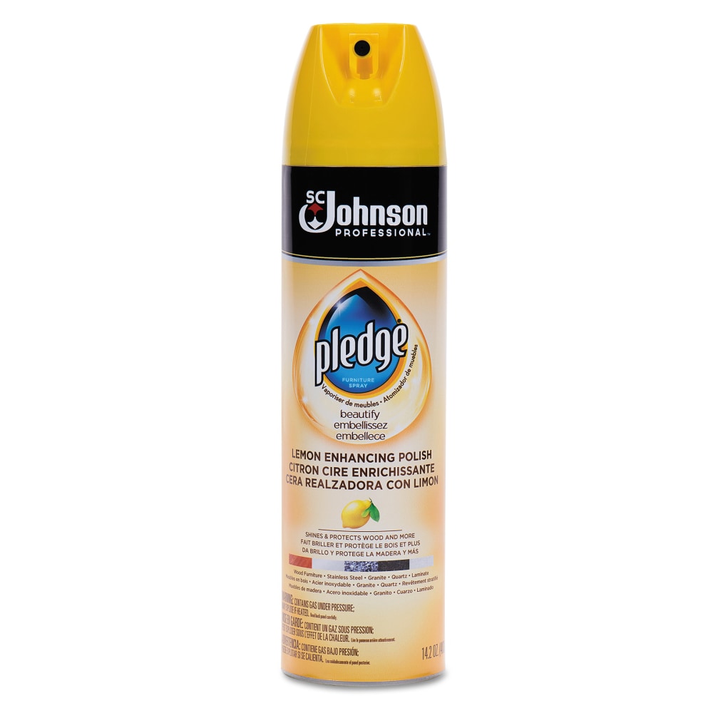 Pledge Furniture Polish, Lemon, 14.2 oz Aerosol Spray, 6/Carton MPN:301168UOM