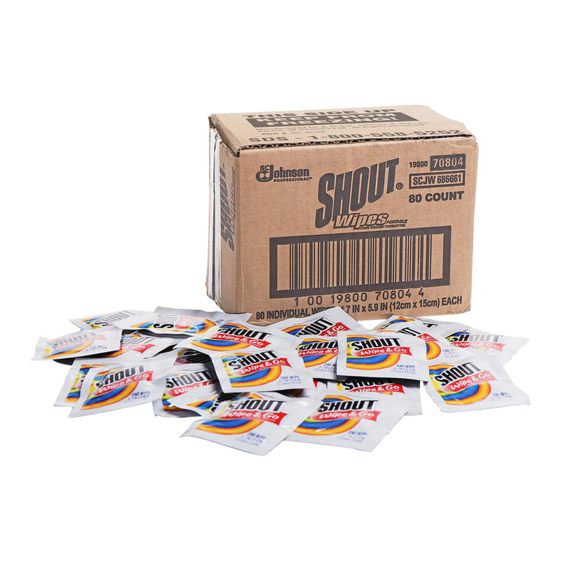 Shout Wipe & Go Instant Stain Treatment Wipes, Box Of 80 (Min Order Qty 3) MPN:94354