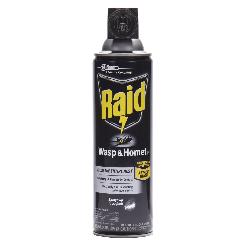 Raid Wasp and Hornet Killer 33 - Spray - Kills Wasp, Hornet, Mud Dauber, Yellow Jacket - 14 fl oz - White - 1 Each MPN:377651