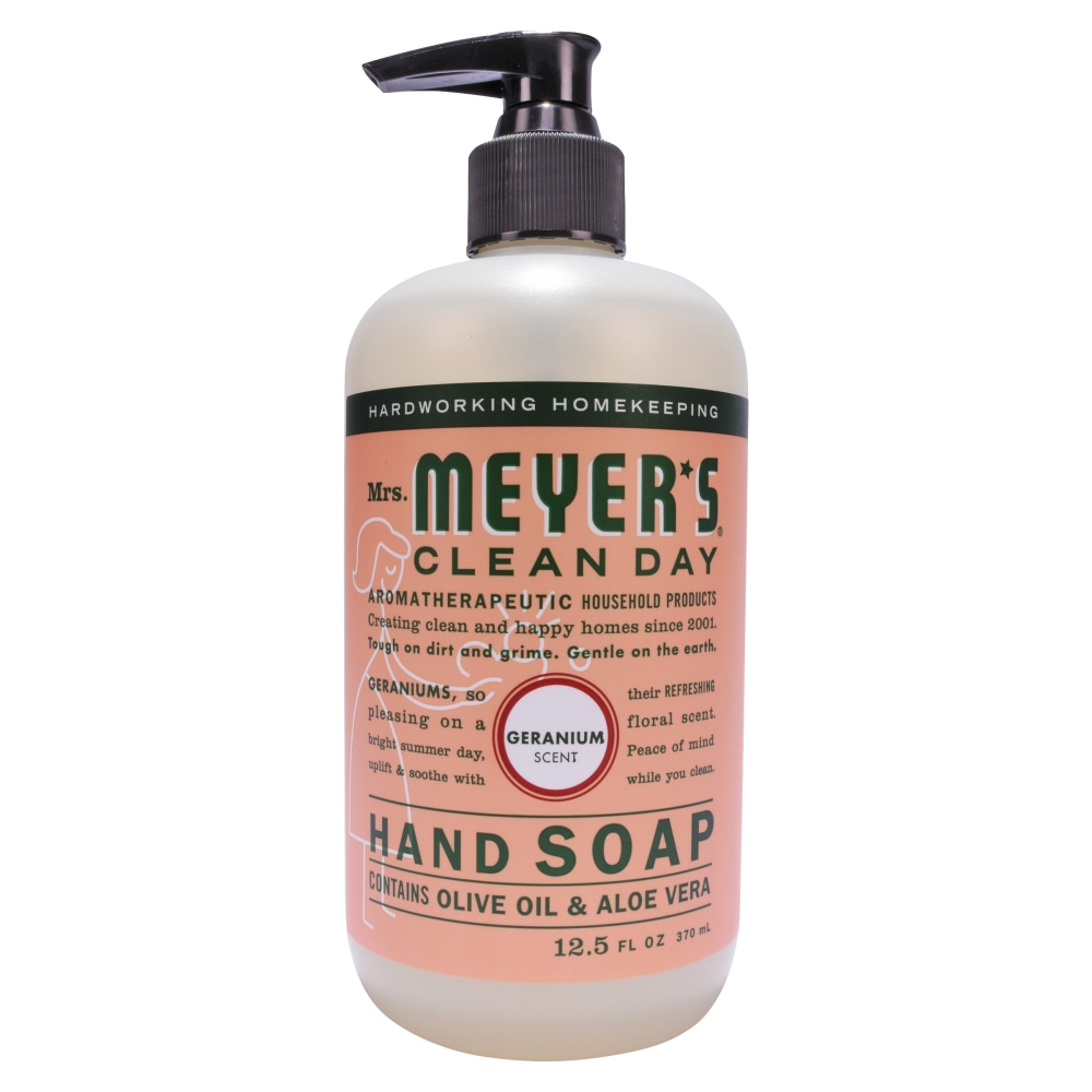 Mrs. Meyers Clean Day Liquid Hand Soap, Geranium Scent, 12.5 Oz, Carton Of 6 Bottles MPN:651332