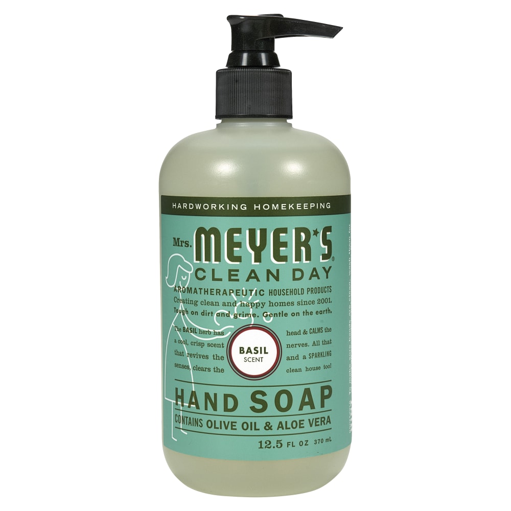 Mrs. Meyers Clean Day Liquid Hand Soap, Basil Scent, 12.5 Oz, Carton Of 6 Bottles MPN:651344