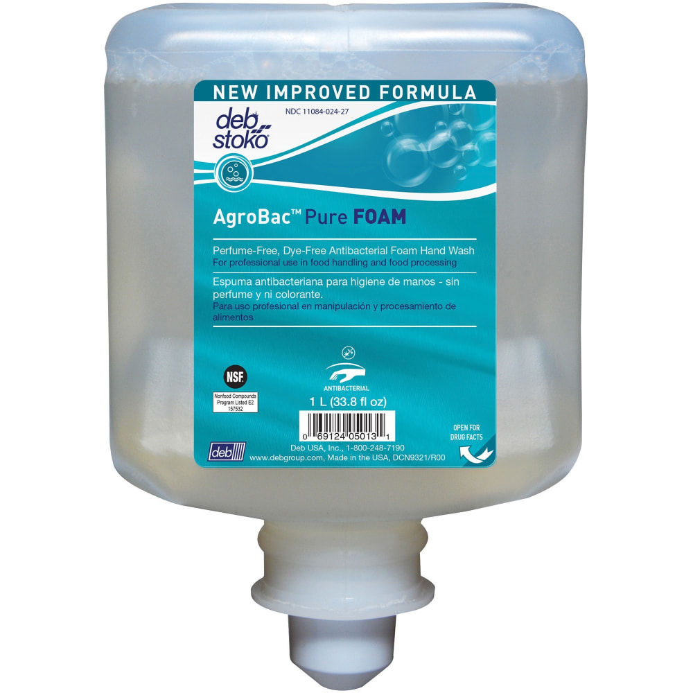 1 Liter Refill AgroBac Pure Foam Wash Manual Cartridge - Unscented (6/Carton) - 1.06 quart (33.92 Oz) - Bacteria Remover - AGB1L MPN:AGB1L