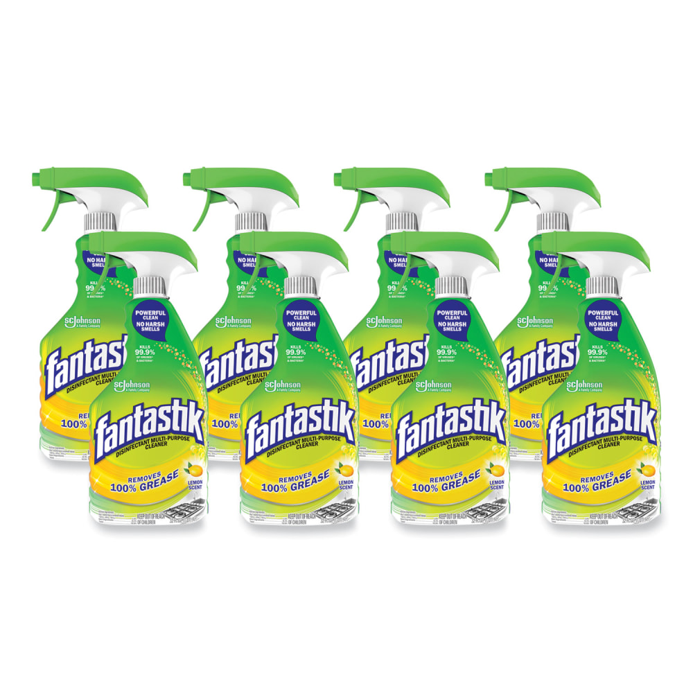 Fantastik Disinfectant Multi-Purpose Cleaner Lemon Scent, 32 oz Spray Bottle, 8/Carton MPN:366094