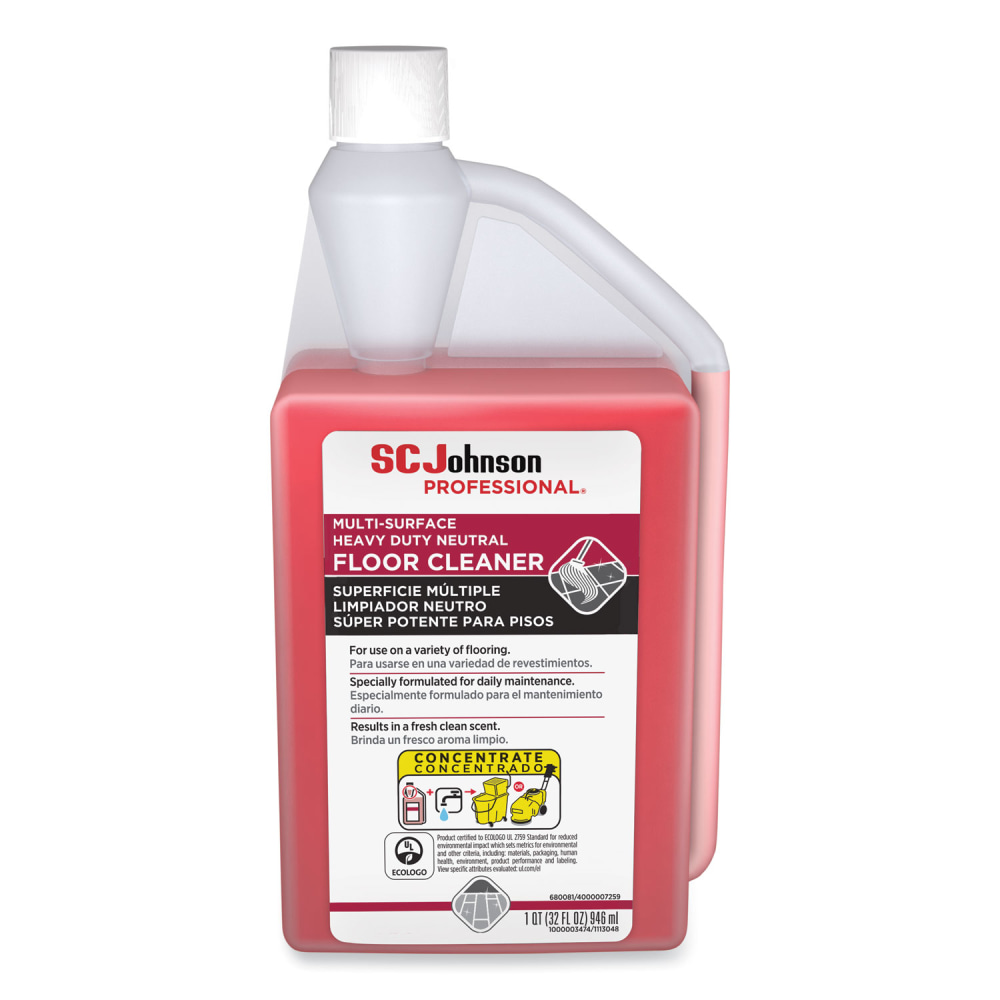 SC Johnson Professional Heavy Duty Neutral Floor Cleaner, Fresh Scent, 32 oz Squeeze and Pour Bottle, 6/Carton MPN:680081