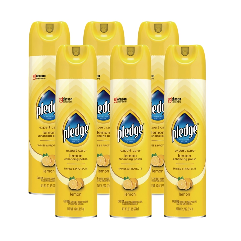 Pledge Furniture Polish, Lemon, 9.7 oz Aerosol Spray, 6/Carton MPN:336298CT