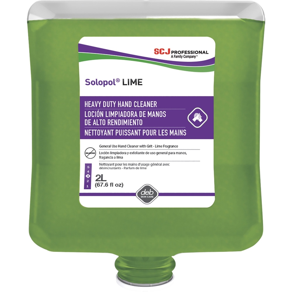 SC Johnson Solopol Medium Heavy-Duty Hand Wash, Lime Scent, 67.6 Oz, Green, Carton Of 4 MPN:LIM2LT
