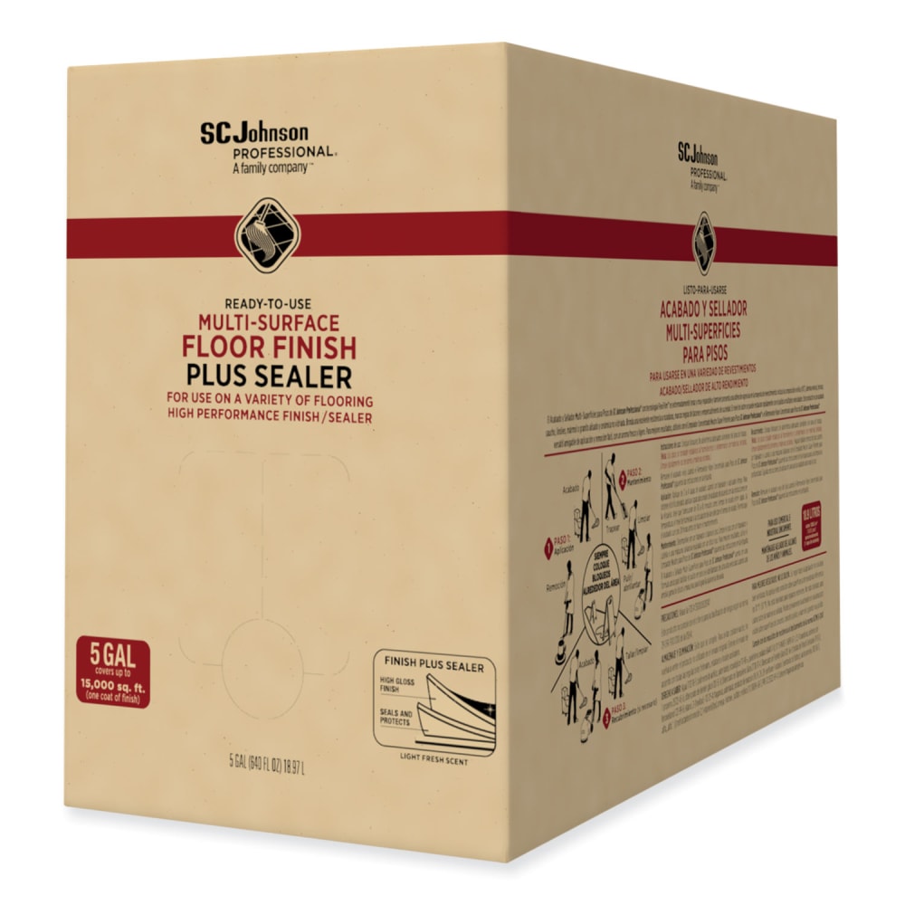 SC Johnson Professional Ready-To-Use Multi-Surface Floor Finish Plus Sealer, Light Fresh Scent, 5 gal Bag-in-Box MPN:362834