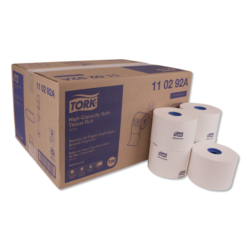 Tork Advanced High Capacity 2-Ply Septic Safe Bath Tissue, White, 1, 000 Sheets per Roll, Case of 36 Rolls MPN:110292A