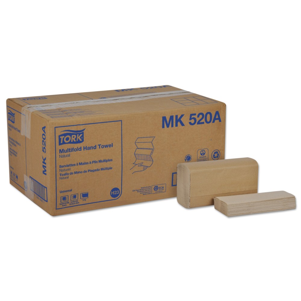 Tork 1-Ply Multi-Fold Paper Towels, Natural, 250 Sheets Per Pack, Case Of 16 Packs MPN:MK520A