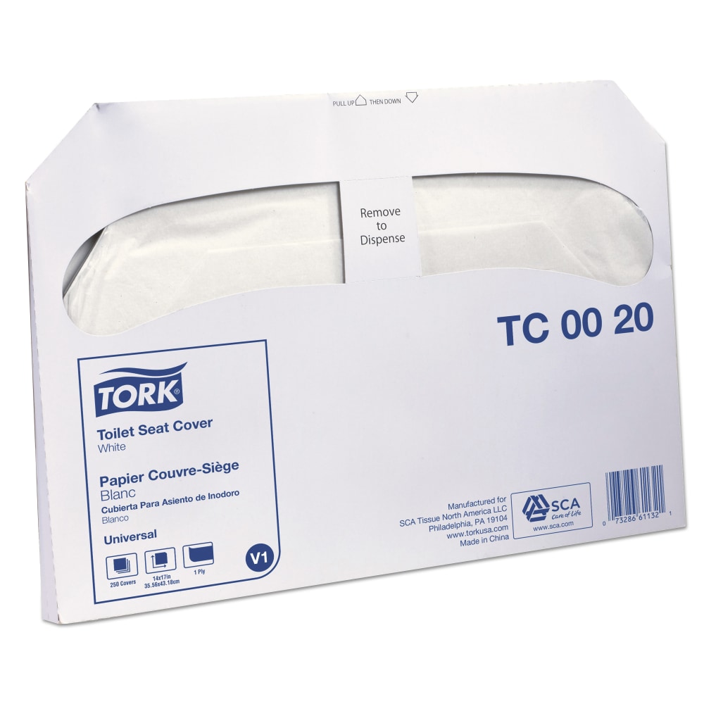 Tork Toilet Seat Cover, Half-Fold, 14.5 x 17, White, 250/Pack, 20 Packs/Carton MPN:TC0020