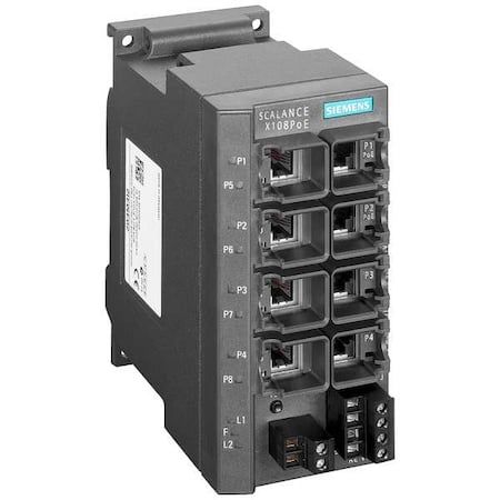 SCALANCE X108PoE unmanaged IE switch, 2x MPN:6GK51080PA002AA3