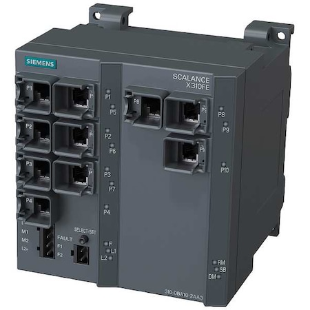 SCALANCE X310FE, managed plus IE switch, MPN:6GK53100BA102AA3