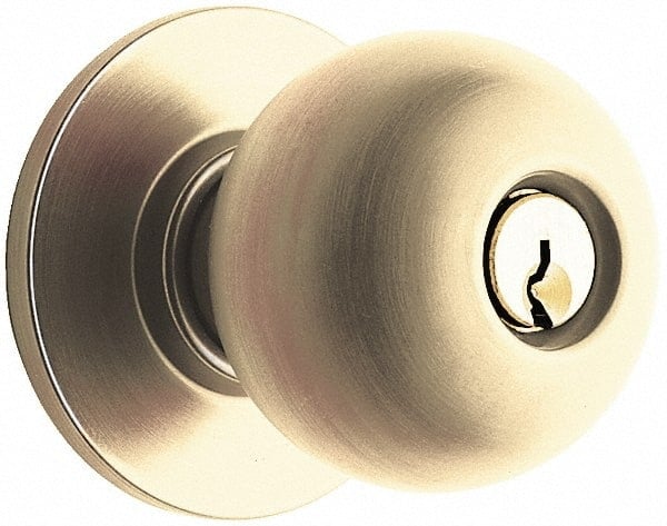 Knob Locksets, Cylinder Type: Schlage C Keyway , Type: Hotel/Motel , Door Thickness: 1-3/8-1-7/8 , Material: Steel , Finish/Coating: Polished Brass MPN:A85PD ORB 605