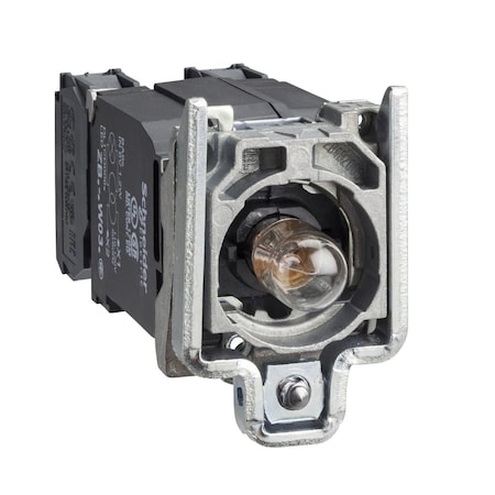 Complete body/contact assembly and light block, Harmony XB4, with body/fixing collar, BA9s incandescent bulb, 220.240V, 1NO + 1NC MPN:ZB4BW045