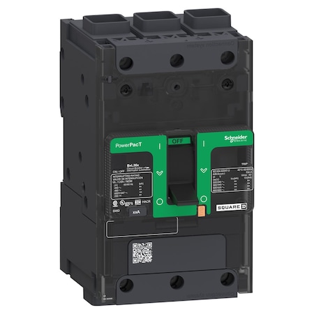 Molded Case Circuit Breaker, POWERPACT B Series, 15A, 3 Pole, 347/600V AC, 25kA at 240V AC, B Curve MPN:BDF36015
