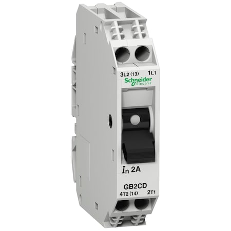 Motor Circuit Breaker, TESYS Series, 2A, 1 Pole, 250/277V AC, 15kA at 240V AC MPN:GB2CD07