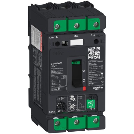 Motor Circuit Breaker, TESYS Series, 7A, 3 Pole, 690V AC, 100kA at 240V AC MPN:GV4PB07S