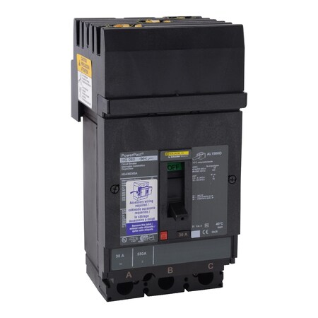 Molded Case Circuit Breaker, POWERPACT H Series, 150A, 3 Pole, 600V AC, 65kA at 240V AC MPN:HGA36150U53X