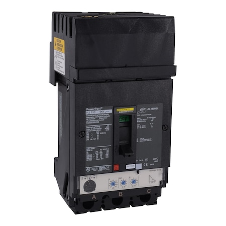 Molded Case Circuit Breaker, POWERPACT H Series, 150A, 3 Pole, 600V AC, 100kA at 240V AC MPN:HJA36150U33X