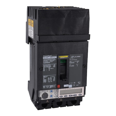 Molded Case Circuit Breaker, POWERPACT H Series, 150A, 3 Pole, 600V AC, 100kA at 240V AC MPN:HJA36150U44X
