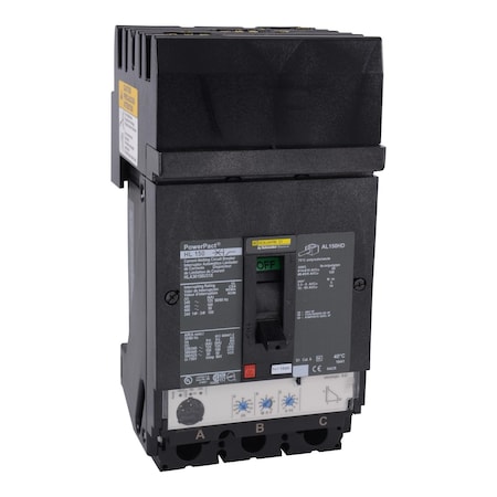 Molded Case Circuit Breaker, POWERPACT H Series, 150A, 3 Pole, 600V AC, 125kA at 240V AC MPN:HLA36150U31X