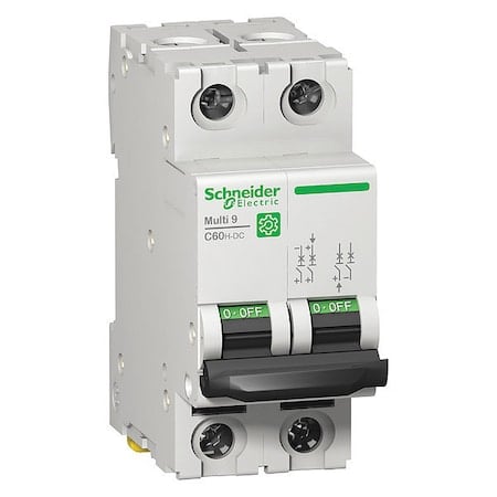 Miniature Circuit Breaker, C60H-DC Series, 20A, 2 Pole, Not Rated, 5kA at 500V DC, C Curve MPN:M9U21220