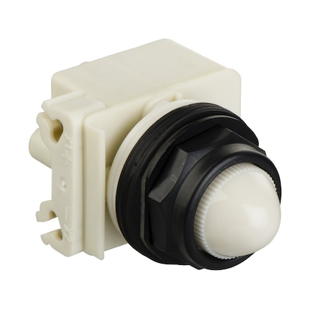Pilot light, Harmony 9001SK, plastic, polycarbonate, domed, white, 30mm, LED white, 24-28V MPN:9001SKP35LWW9