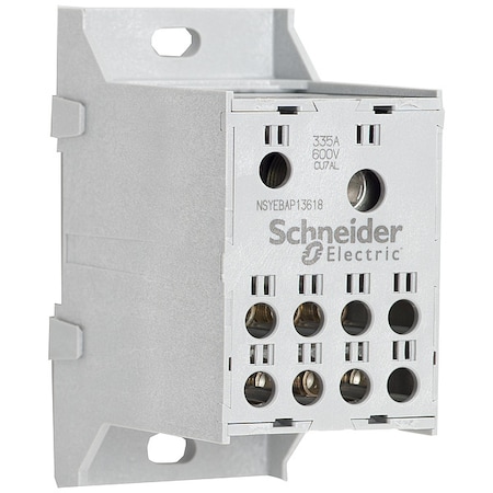 Power Distribution Block, Finger-Safe, 1 Pole, 335 A Copper, 600 V AC/DC, DIN Rail MPN:NSYEBAD13618