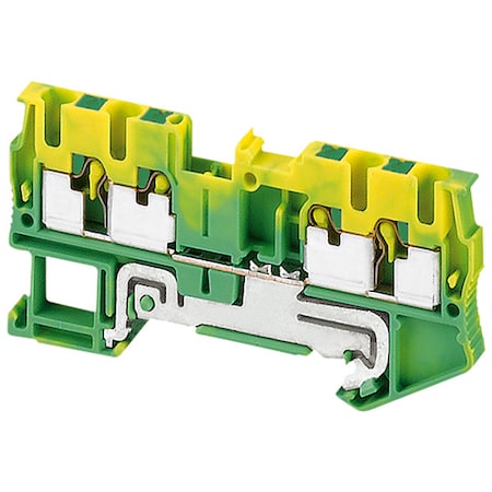 Terminal Block, Pass-Through, 1 Pole, 20 A, 600 V, 12 AWG, Green, Yellow MPN:NSYTRP24PE