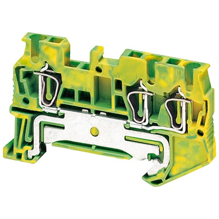 Terminal Block, Grounding, 1 Pole, 20 A, 600 V, 12 AWG, Spring Terminals Termination, Green, Yellow MPN:NSYTRR23PE
