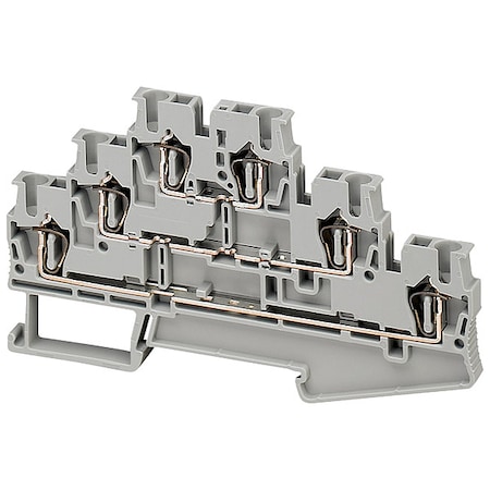 Terminal Block, Pass-Through, 3 Pole, 20 A, 600 V AC, 12 AWG, Gray MPN:NSYTRR26T