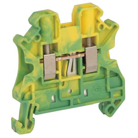 Terminal Block, Grounding, 1 Pole, 10 AWG, Screw Termination, Green, Yellow MPN:NSYTRV42PE
