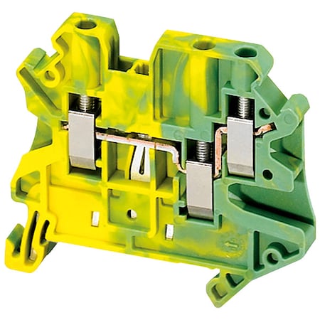Terminal Block, Grounding, 1 Pole, 20 A, 600 V, 12 AWG, Screw Termination, Green, Yellow MPN:NSYTRV43PE