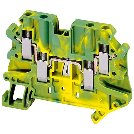 Terminal Block, Grounding, 1 Pole, 20 A, 150 V, 12 AWG, Green, Yellow MPN:NSYTRV44PE