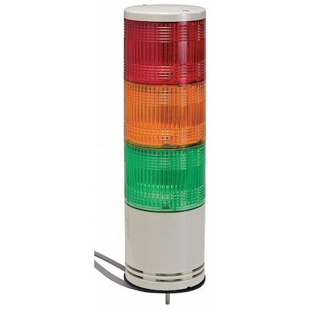 Tower Light Assembly, 100 to 240V, Red, Orange, Green, 100 mm Dia., 372 mm Height, LED MPN:XVC1M3K