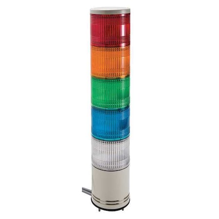 Tower Light Assembly, 100 to 240V, Red, Orange, Green, Blue, Clear, 100 mm Dia., 528 mm Height, LED MPN:XVC1M5K