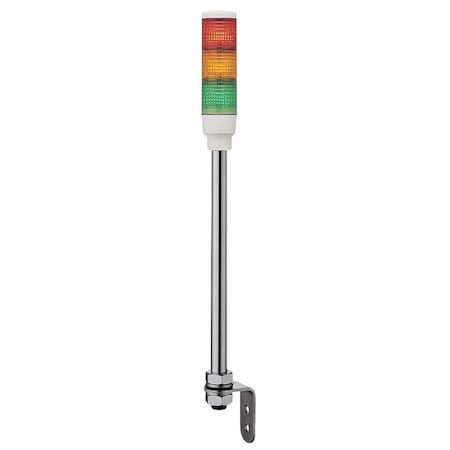 Tower Light Assembly, 24V, Red, Orange, Green, 40 mm Dia., 473 1/2 mm Height, LED MPN:XVC4B3