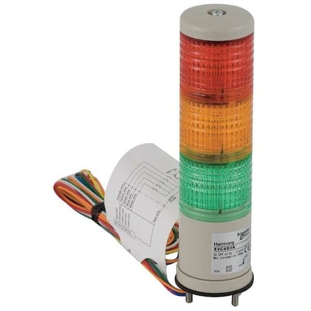 Tower Light Assembly, 24V, Red, Orange, Green, 40 mm Dia., 170 1/2 mm Height, LED MPN:XVC4B3K