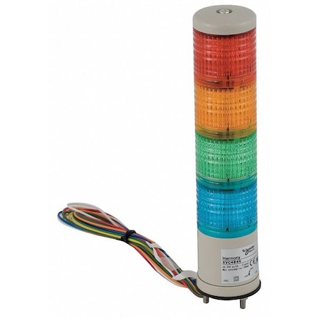 Tower Light Assembly, 24V, Red, Orange, Green, Blue, 40 mm Dia., 205 1/2 mm Height, LED MPN:XVC4B4K