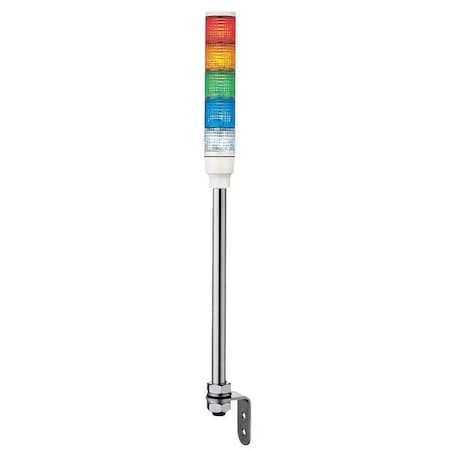 Tower Light Assembly, 24V, Red, Orange, Green, Blue, Clear, 40 mm Dia., 543 1/2 mm Height, LED MPN:XVC4B5