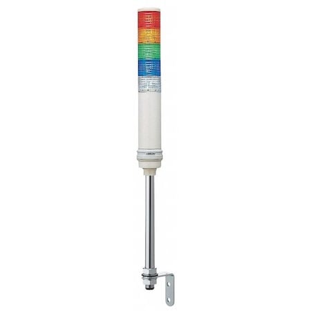 Tower Light Assembly, 24V, Red, Orange, Green, Blue, Clear, 40 mm Dia., 664 1/2 mm Height, LED MPN:XVC4B55S