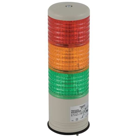 Tower Light Assembly, 24V, Red, Orange, Green, 60 mm Dia., 200 13/16 mm Height, LED MPN:XVC6B35SK
