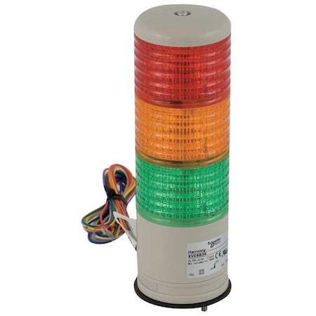 Tower Light Assembly, 24V, Red, Orange, Green, 60 mm Dia., 200 13/16 mm Height, LED MPN:XVC6B3K