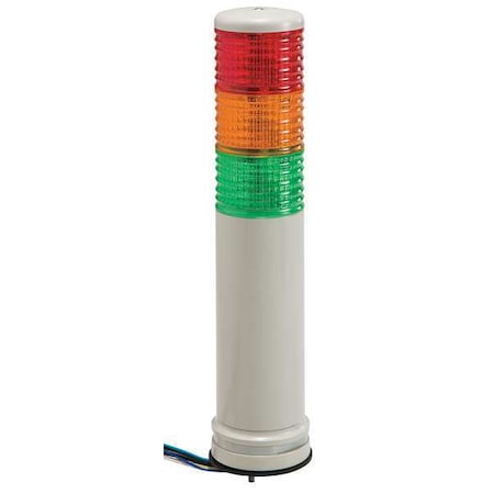 Tower Light Assembly, 100 to 240V, Red, Orange, Green, 60 mm Dia., 312 mm Height, LED MPN:XVC6M3K