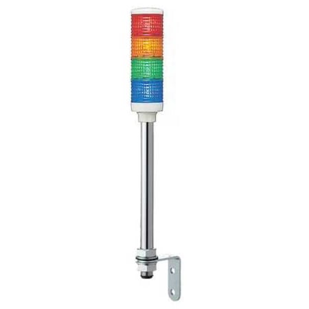 Tower Light Assembly, 100 to 240V, Red, Orange, Green, Blue, 60 mm Dia., 719 13/16 mm Height, LED MPN:XVC6M4