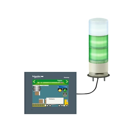 USB configurable monolithic tower light, Harmony XVGU, multi color programmable lights 60mm, steady/flashing LED buzzer MPN:XVGU3SWV