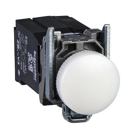 Pilot light, Harmony XB4, incandescent light, white, 22mm, with plain lens, BA9s bulb, 110.120V MPN:XB4BV31
