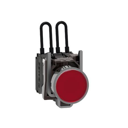 Push-to-test pilot light, Harmony XB4, metal, red, universal LED, screw clamp terminals, 24V MPN:XB4BW24B5
