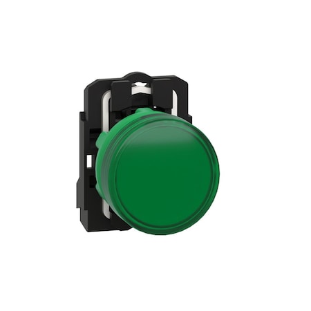 Pilot light, Harmony XB5, grey plastic, green, 22mm, universal LED, plain lens, 230.240V AC MPN:XB5AVM3